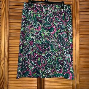 Talbots Green Pink Paisley Print Size‎ 10 Cotton Skirt